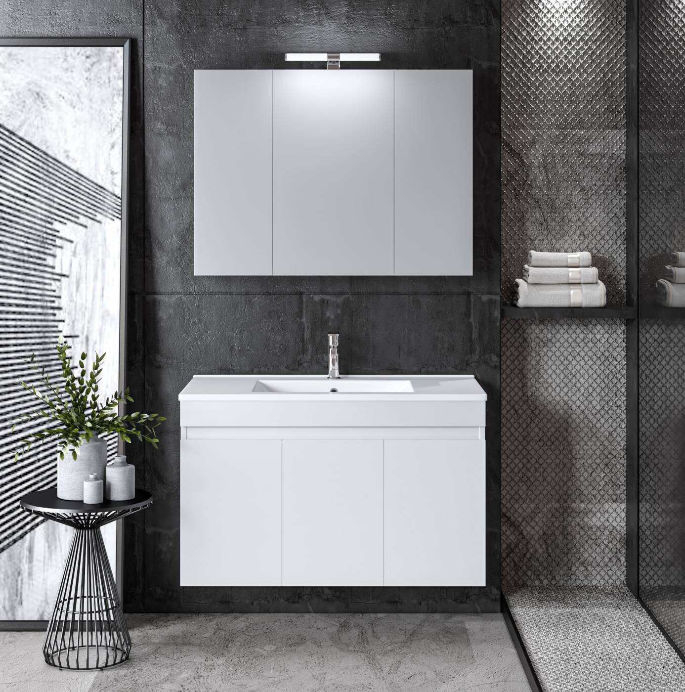 ΕΠΙΠΛΟ ΜΠΑΝΙΟΥ ΣΕΤ OMEGA WHITE GLOSS 90