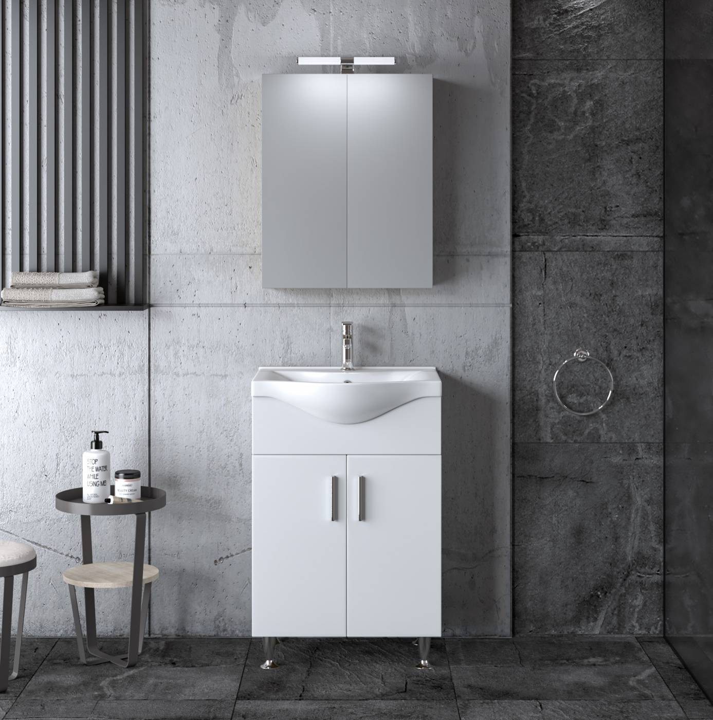 ΕΠΙΠΛΟ ΜΠΑΝΙΟΥ ΣΕΤ SIENA WHITE 65