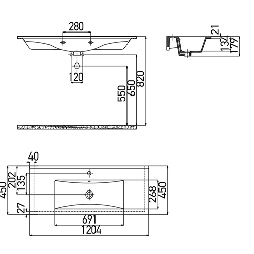 Νιπτήρας επίπλου slim 120cm - Image 3