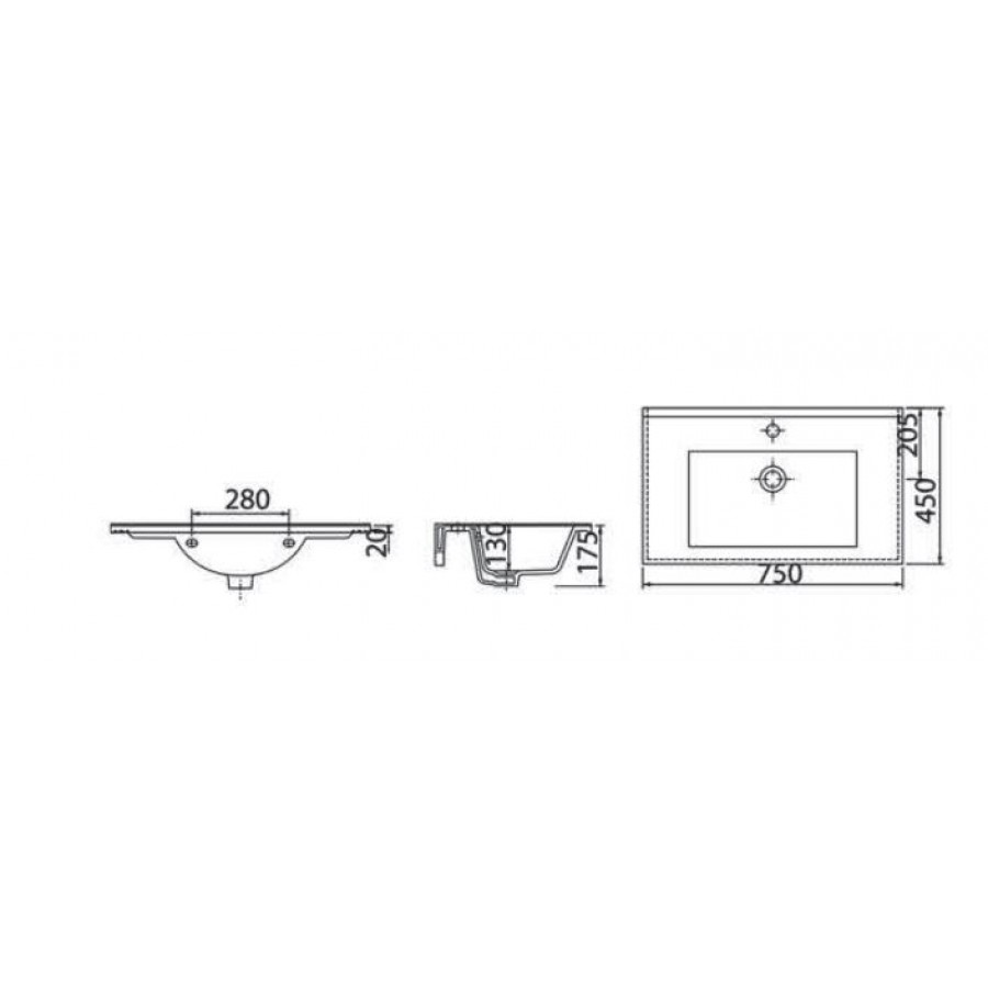Νιπτήρας επίπλου slim 75cm - Image 3