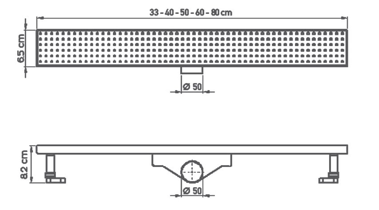 Κανάλι ντους με ρυθμιζόμενο ύψος dolu 80cm - Image 2