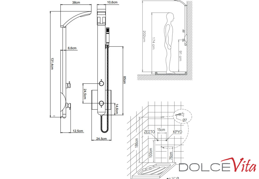 ΣΤΗΛΗ ΝΤΟΥΖ ΘΕΡΜΟΜΙΚΤΙΚΗ DOLCE VITA IDEA-100 2 ΕΞΟΔΩΝ - Image 3