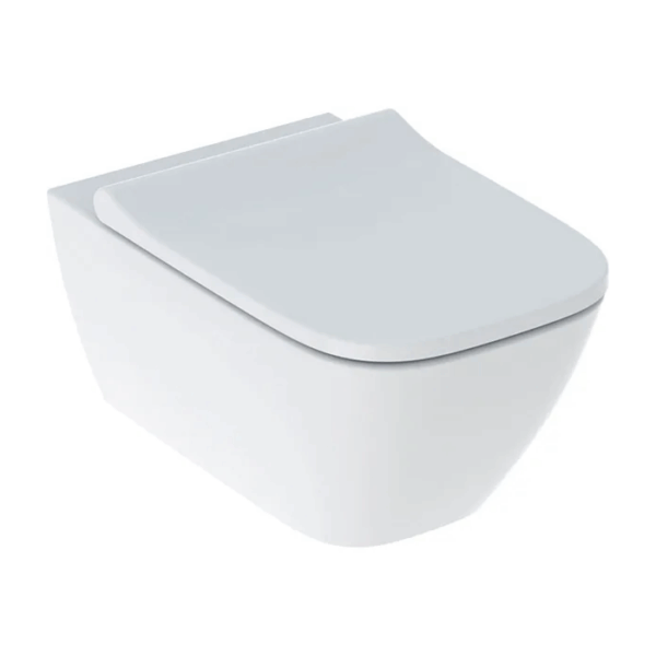 ΛΕΚΑΝΗ ΚΡΕΜΑΣΤΗ GEBERIT SMYLE SQUARE 54CM RIMLESS ΜΕ ΚΑΛΥΜΜΑ SOFT CLOSE ΛΕΥΚΟ ΓΥΑΛΙΣΤΕΡΟ