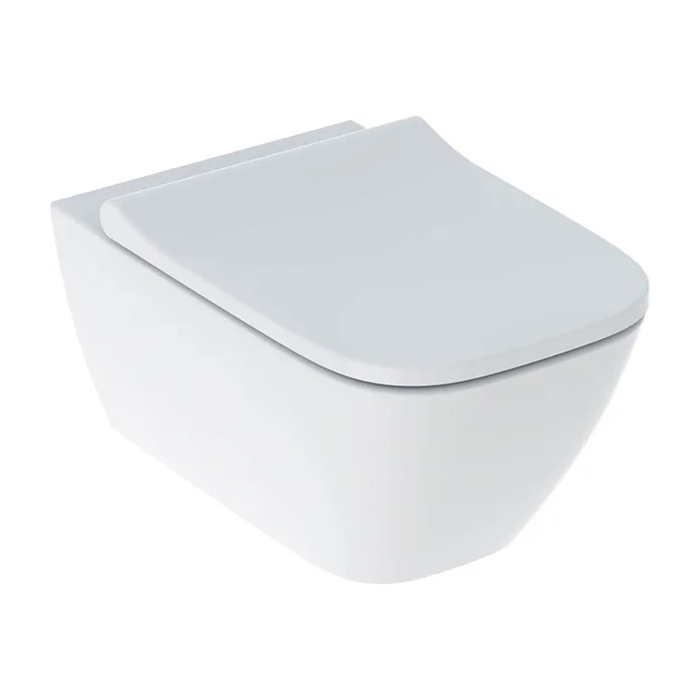 ΛΕΚΑΝΗ ΚΡΕΜΑΣΤΗ GEBERIT SMYLE SQUARE 54CM RIMLESS ΜΕ ΚΑΛΥΜΜΑ SOFT CLOSE ΛΕΥΚΟ ΓΥΑΛΙΣΤΕΡΟ