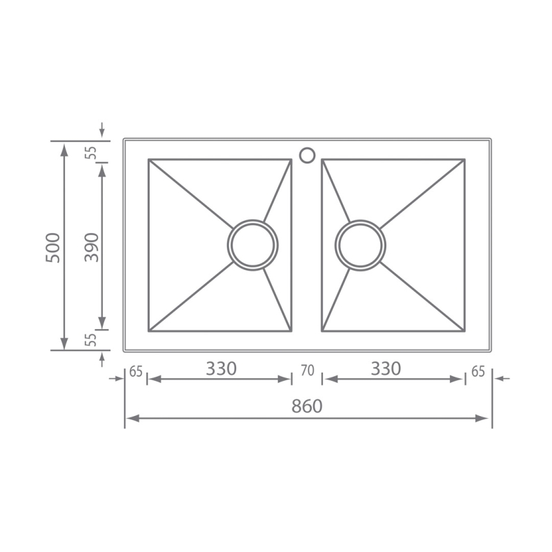 ΝΕΡΟΧΥΤΗΣ SANITEC STAINLESS STEEL 10904 ΡUΝΤΟ QUΑDRΑ (86Χ50) - Image 2