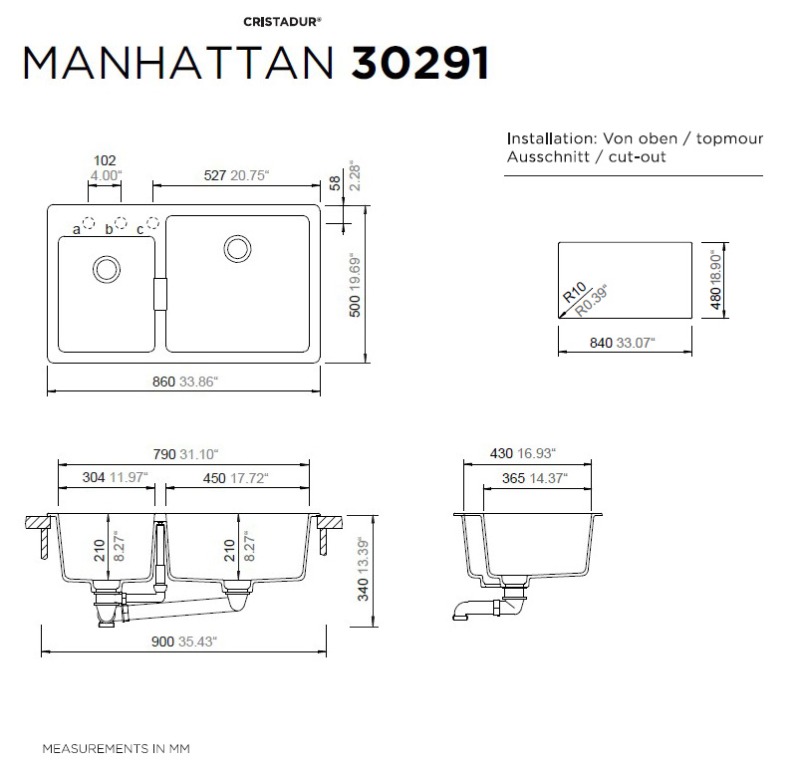 ΝΕΡΟΧΥΤΗΣ ΚΟΥΖΙΝΑΣ ΓΡΑΝΙΤΗ MANHATTAN 86x50 SCHOCK CRISTALITE GRANITE - Image 2