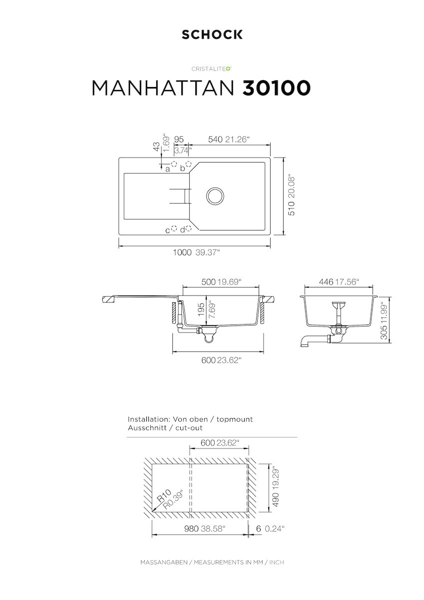 ΝΕΡΟΧΥΤΗΣ ΚΟΥΖΙΝΑΣ ΓΡΑΝΙΤΗ MANHATTAN 100x51 SCHOCK CRISTALITE GRANITE - Image 2