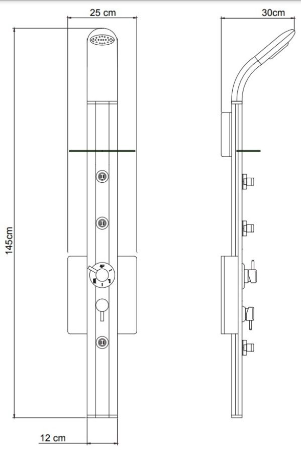 ΣΤΗΛΗ ΝΤΟΥΖ ΥΔΡΟΜΑΣΑΖ ΘΕΡΜΟΜΙΚΤΙΚΗ DOLCE VITA SG-100 3 ΕΞΟΔΩΝ - Image 3