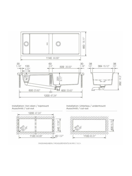 ΝΕΡΟΧΥΤΗΣ ΚΟΥΖΙΝΑΣ ΓΡΑΝΙΤΗ PREPSTATION 114x46 SCHOCK CRISTADUR SILVERSTONE - Image 2