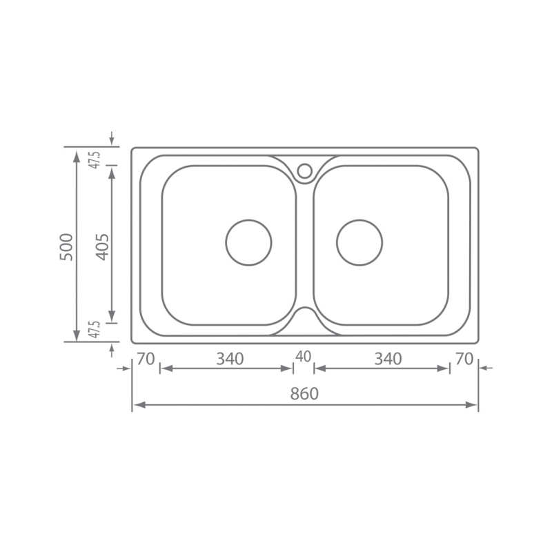 ΝΕΡΟΧΥΤΗΣ SANITEC STAINLESS STEEL 10544 ATLANTIC SATINE (86X50) - Image 2