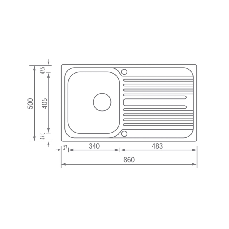 ΝΕΡΟΧΥΤΗΣ SANITEC STAINLESS STEEL 10643 ATLANTIC SATINE (86X50) - Image 2
