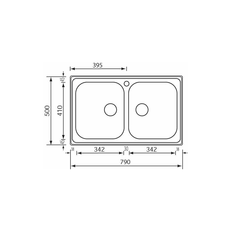 ΝΕΡΟΧΥΤΗΣ SANITEC STAINLESS STEEL 11492 CΟΜΕΤΑ ΣΑΓΡΕ 79Χ50 2V - Image 2