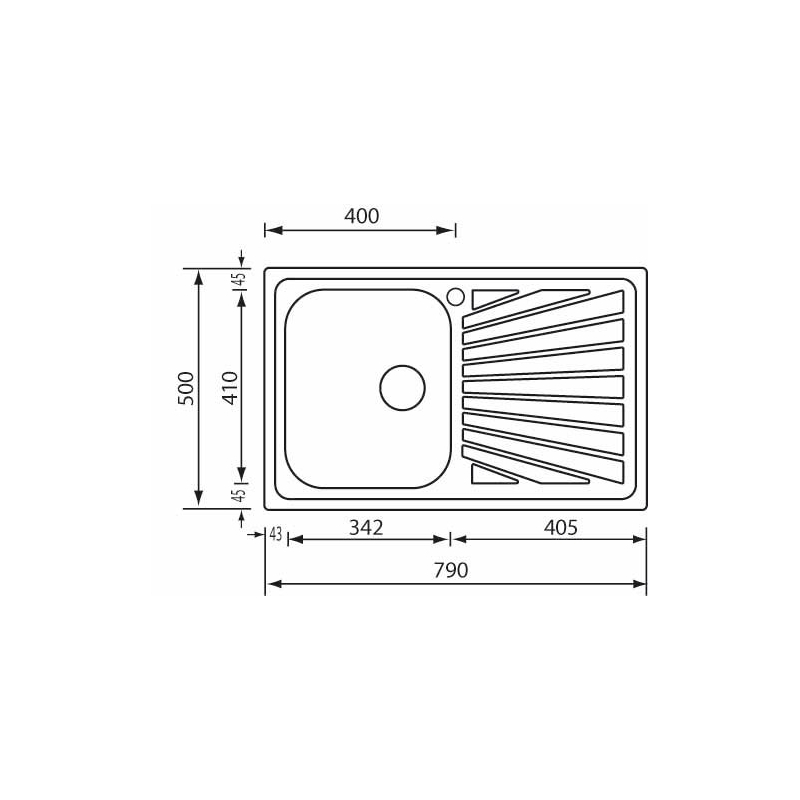 ΝΕΡΟΧΥΤΗΣ SANITEC STAINLESS STEEL 11491 CΟΜΕΤΑ ΣΑΓΡΕ 79Χ50 1V - Image 2