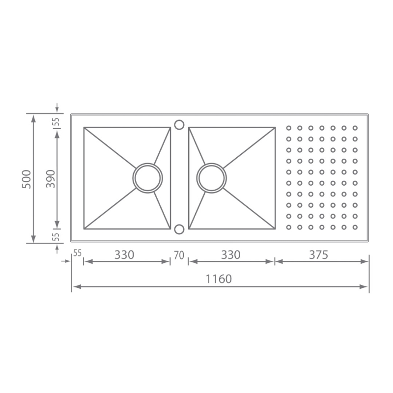 ΝΕΡΟΧΥΤΗΣ SANITEC STAINLESS STEEL 10907 ΡUΝΤΟ QUΑDRΑ (116Χ50) - Image 2