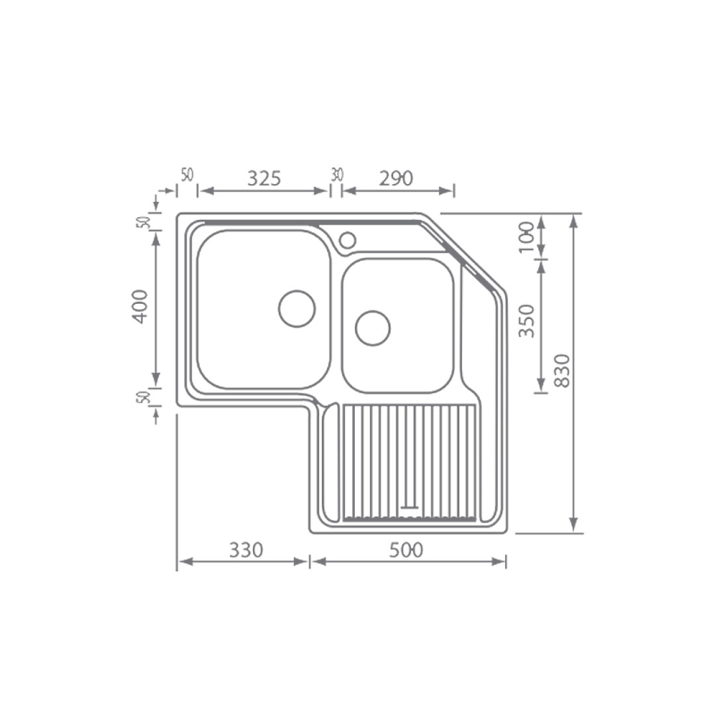ΝΕΡΟΧΥΤΗΣ SANITEC STAINLESS STEEL 11248 ΖΕΝΙΤΗ SATINE (83Χ83) - Image 2