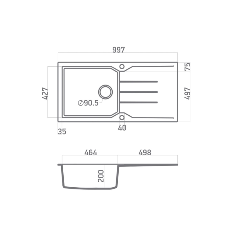 ΝΕΡΟΧΥΤΗΣ SANITEC ULTRA GRANITE 811 (100Χ50) - Image 2