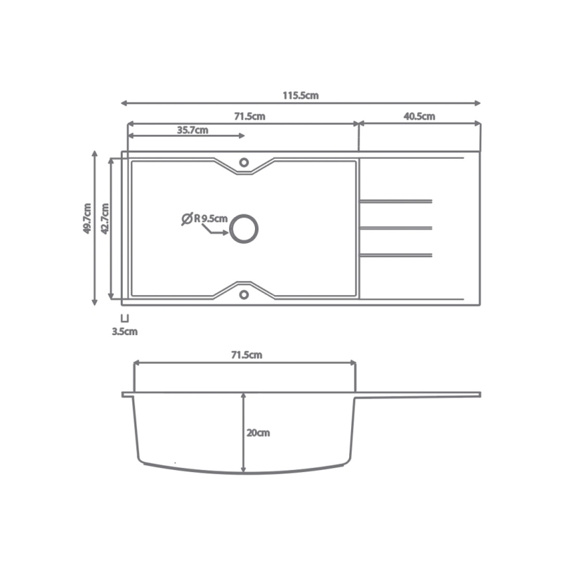 ΝΕΡΟΧΥΤΗΣ SANITEC ULTRA GRANITE 817 (116Χ50) - Image 2