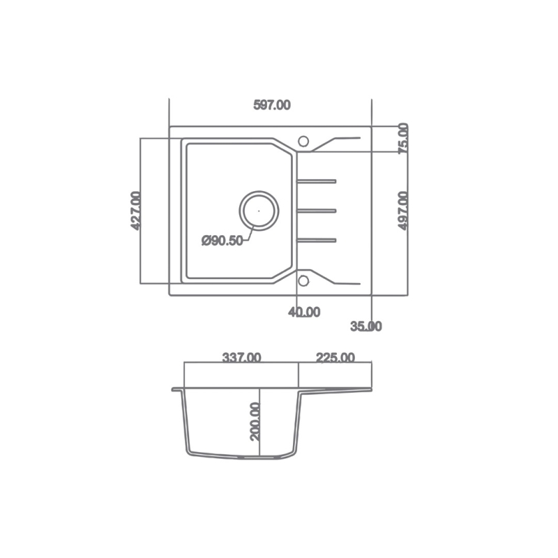 ΝΕΡΟΧΥΤΗΣ SANITEC ULTRA GRANITE 812 (60Χ50) - Image 2
