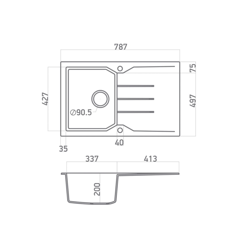 ΝΕΡΟΧΥΤΗΣ SANITEC ULTRA GRANITE 807 (79Χ50) - Image 2