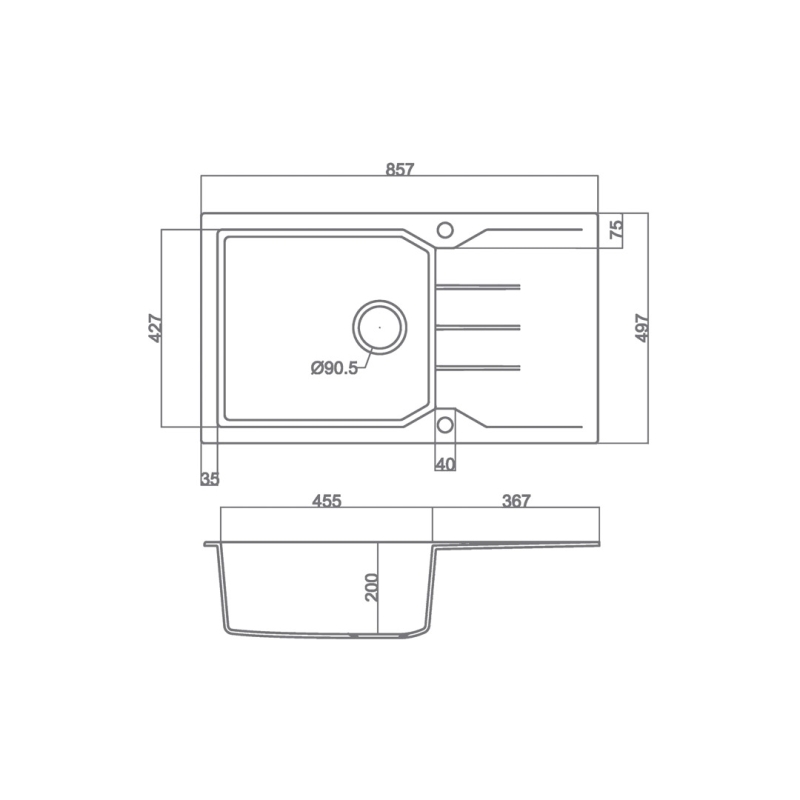 ΝΕΡΟΧΥΤΗΣ SANITEC ULTRA GRANITE 814 (86Χ50) - Image 2