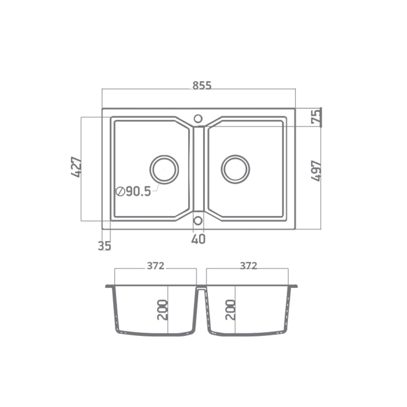 ΝΕΡΟΧΥΤΗΣ SANITEC ULTRA GRANITE 818 (86Χ50) - Image 2