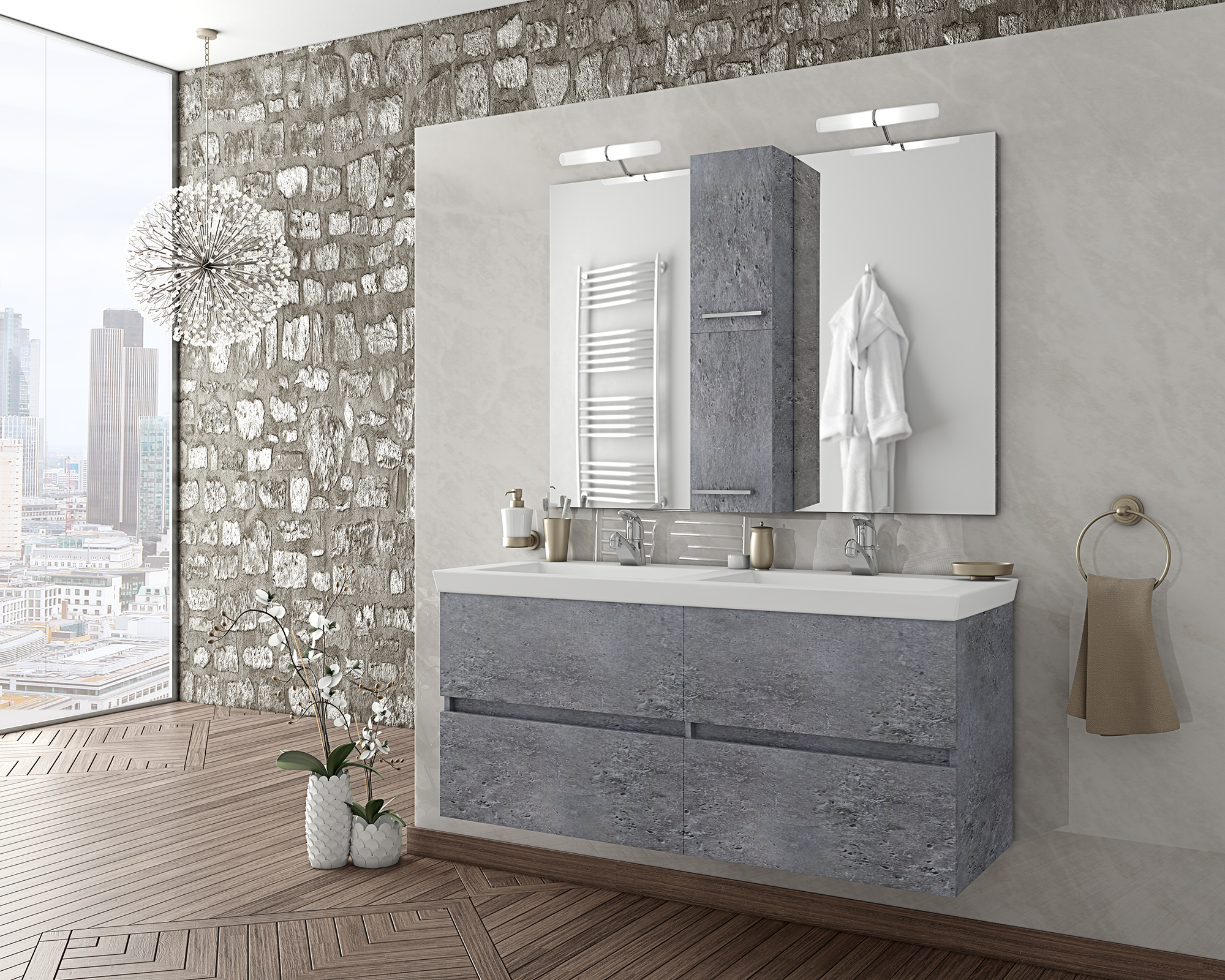 ΣΕΤ ΕΠΙΠΛΩΝ ΜΠΑΝΙΟΥ DROP LUXUS 120 GRANITE
