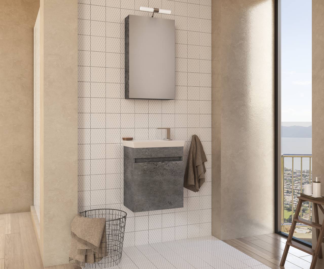 ΣΕΤ ΕΠΙΠΛΩΝ ΜΠΑΝΙΟΥ DROP LUXUS 45 GRANITE