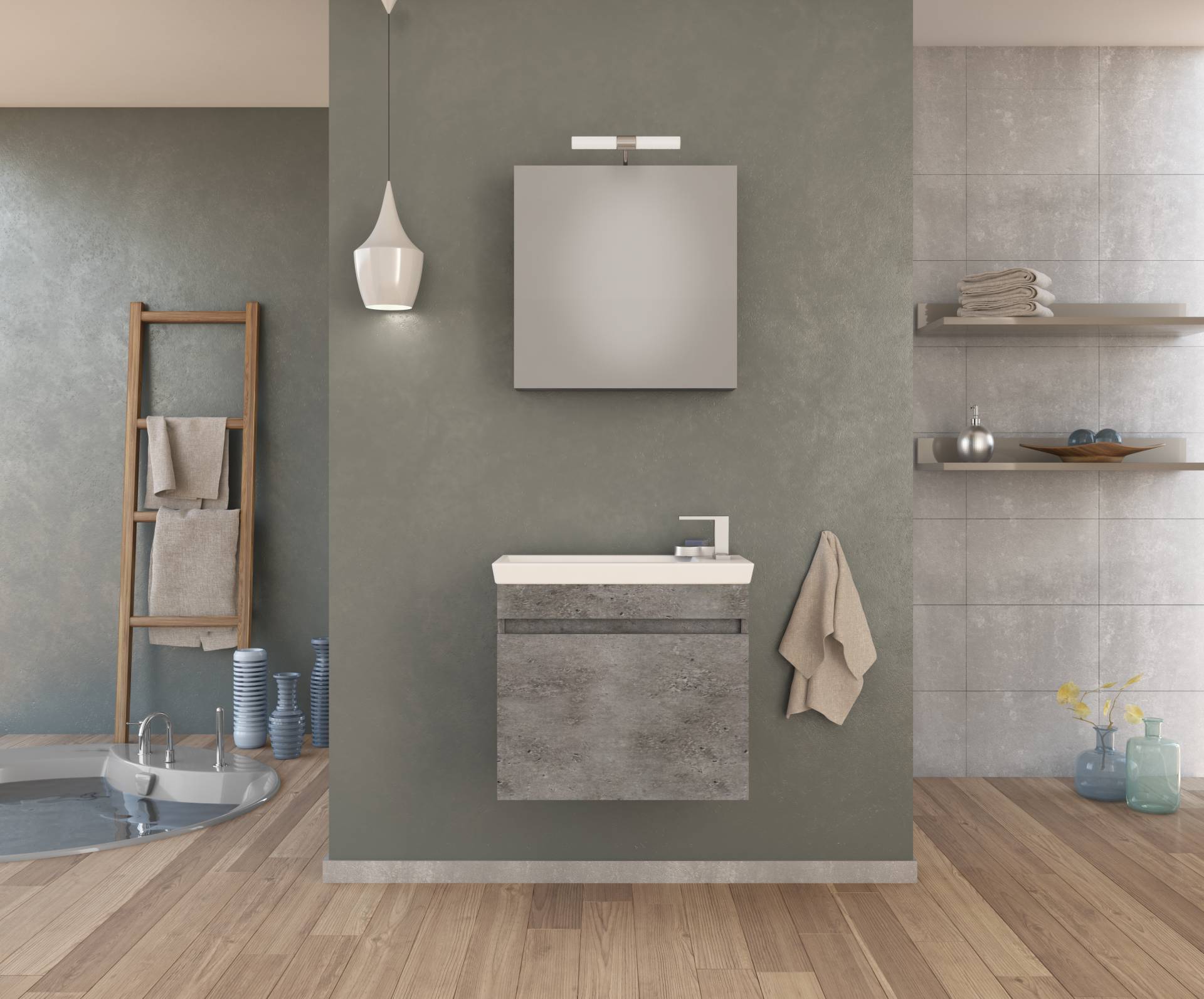 ΣΕΤ ΕΠΙΠΛΩΝ ΜΠΑΝΙΟΥ DROP LUXUS 60 GRANITE