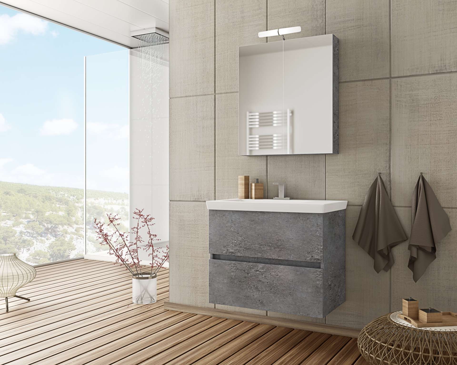 ΣΕΤ ΕΠΙΠΛΩΝ ΜΠΑΝΙΟΥ DROP LUXUS 70 GRANITE