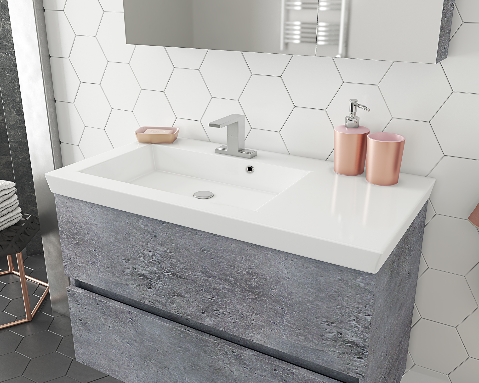 ΣΕΤ ΕΠΙΠΛΩΝ ΜΠΑΝΙΟΥ DROP LUXUS 100 GRANITE - Image 2