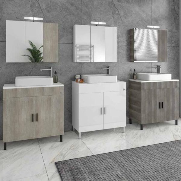 ΣΕΤ ΕΠΙΠΛΩΝ ΜΠΑΝΙΟΥ DROP ROMA 80 TOP ΣΕ LIGHT BEIGE, WHITE Ή LIGHT GRIGIO