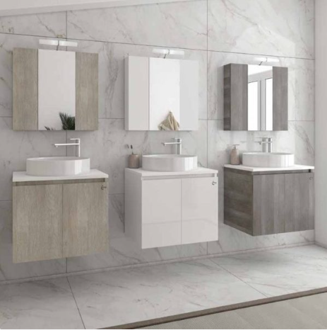 ΣΕΤ ΕΠΙΠΛΩΝ ΜΠΑΝΙΟΥ DROP VERONA 60 TOP ΣΕ LIGHT BEIGE, WHITE Ή LIGHT GRIGIO