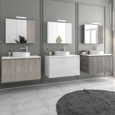 ΣΕΤ ΕΠΙΠΛΩΝ ΜΠΑΝΙΟΥ DROP VERONA 90 TOP ΣΕ LIGHT BEIGE, WHITE Ή LIGHT GRIGIO