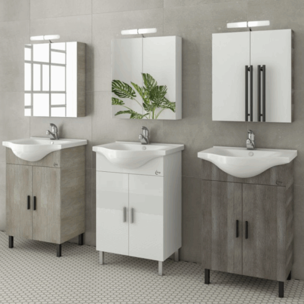 ΣΕΤ ΕΠΙΠΛΩΝ ΜΠΑΝΙΟΥ DROP LUNA 55 ΣΕ LIGHT BEIGE Ή WHITE Ή LIGHT GRIGIO