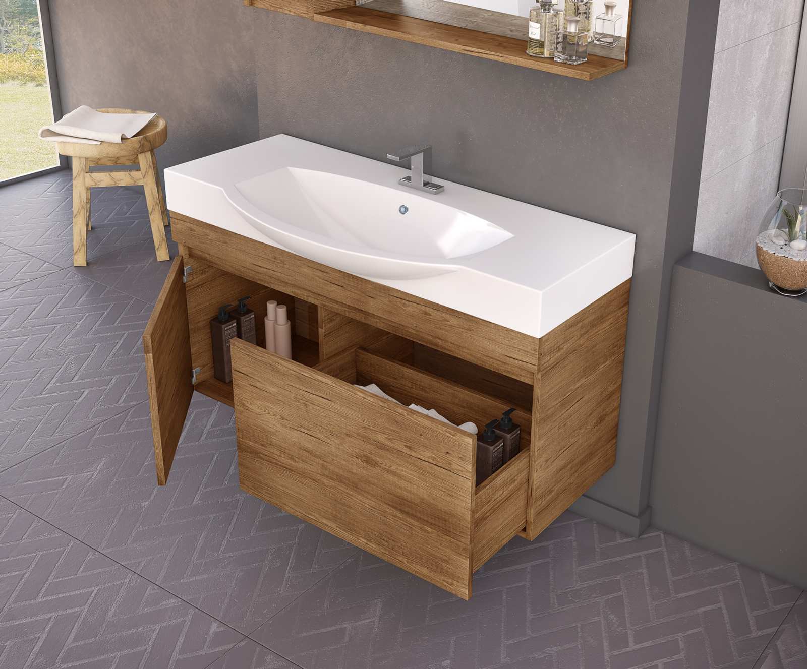 ΣΕΤ ΕΠΙΠΛΩΝ ΜΠΑΝΙΟΥ DROP SENSO 85 PL WOOD - Image 2