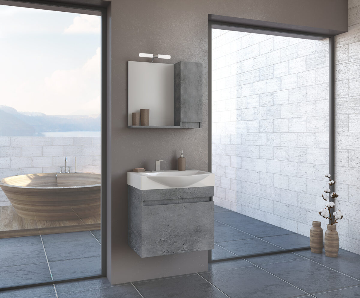 ΣΕΤ ΕΠΙΠΛΩΝ ΜΠΑΝΙΟΥ DROP SENSO 65 GRANITE