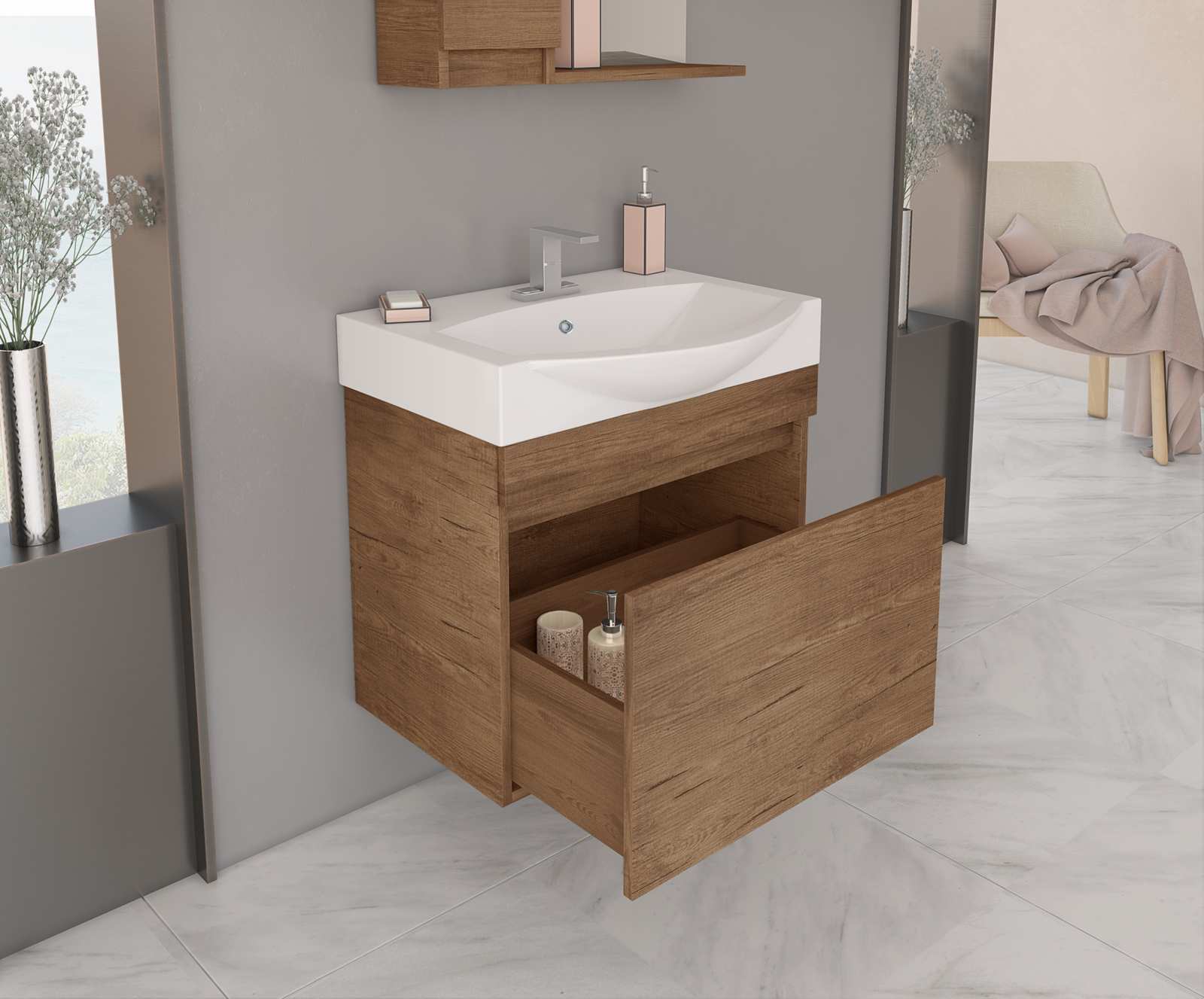 ΣΕΤ ΕΠΙΠΛΩΝ ΜΠΑΝΙΟΥ DROP SENSO 65 PL WOOD - Image 2