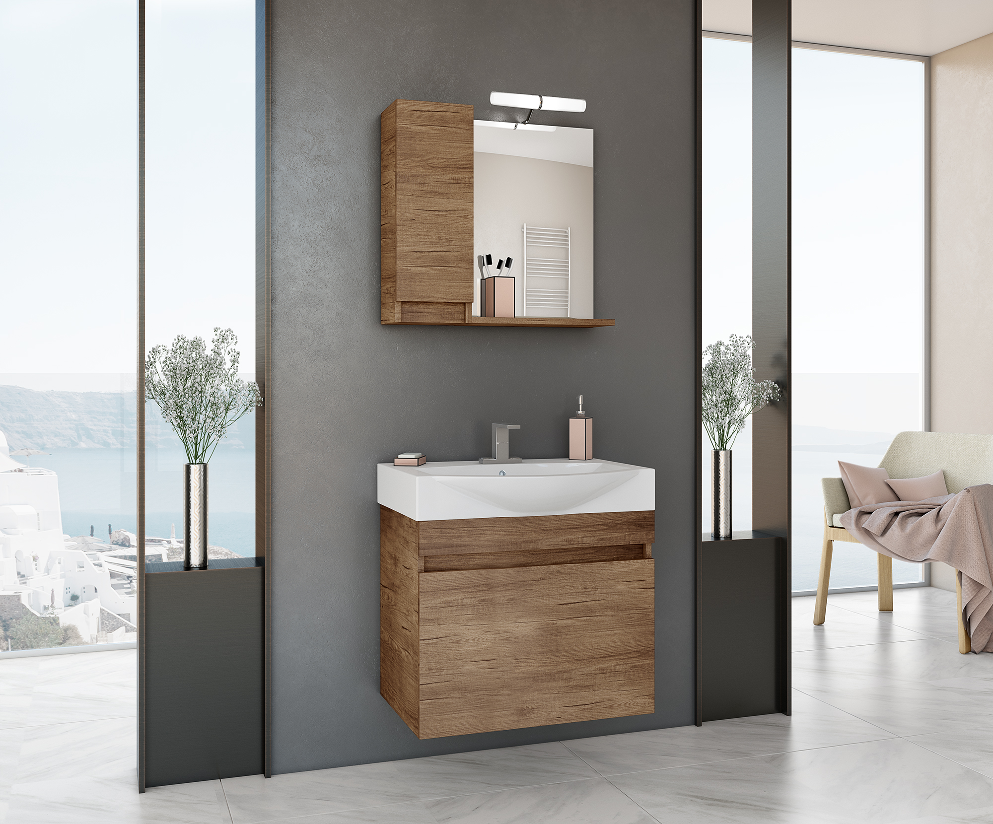 ΣΕΤ ΕΠΙΠΛΩΝ ΜΠΑΝΙΟΥ DROP SENSO 65 PL WOOD