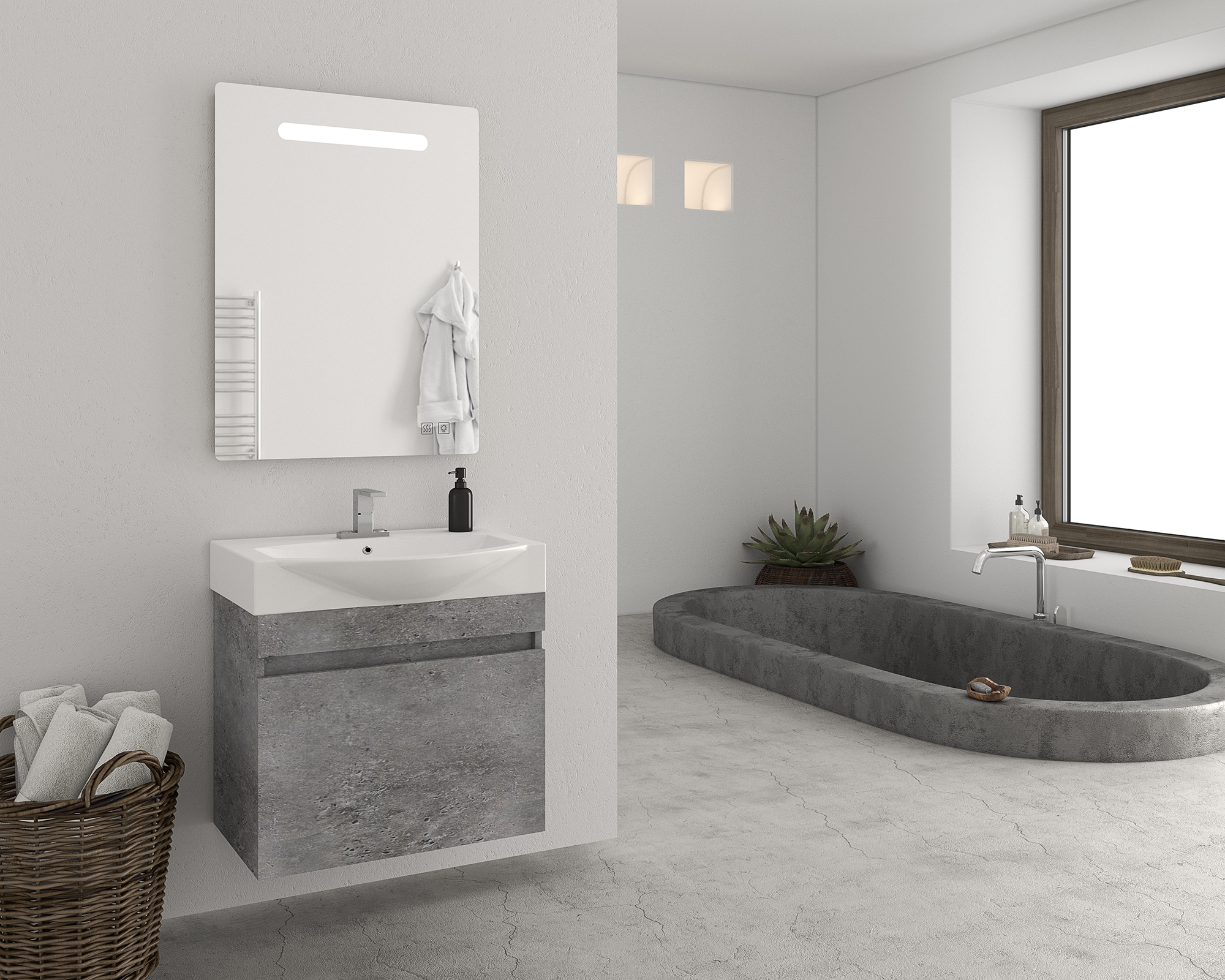 ΣΕΤ ΕΠΙΠΛΩΝ ΜΠΑΝΙΟΥ DROP SENSO 65 GRANITE-2