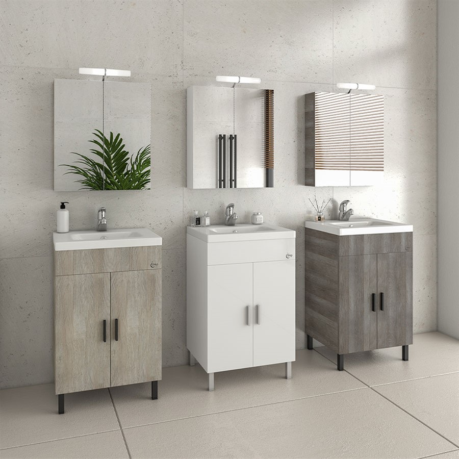 ΣΕΤ ΕΠΙΠΛΩΝ ΜΠΑΝΙΟΥ DROP ROMA 60 ΣΕ LIGHT BEIGE, WHITE Ή LIGHT GRIGIO