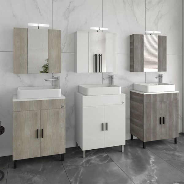 ΣΕΤ ΕΠΙΠΛΩΝ ΜΠΑΝΙΟΥ DROP ROMA 60 TOP ΣΕ LIGHT BEIGE, WHITE Ή LIGHT GRIGIO